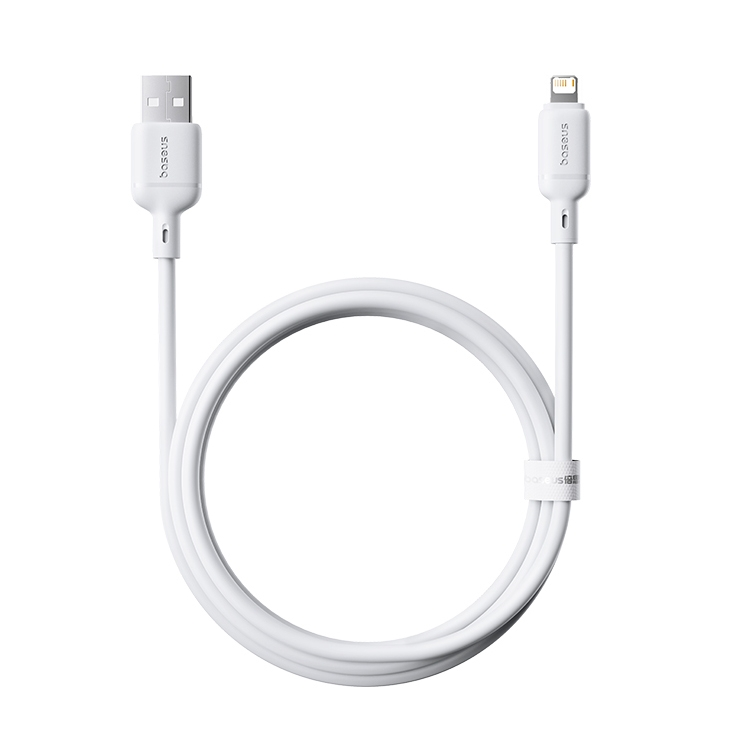 كابل بيسوس سيلكي سيريس USB-A إلى لايتننج 20 واط – 1 متر – أبيض