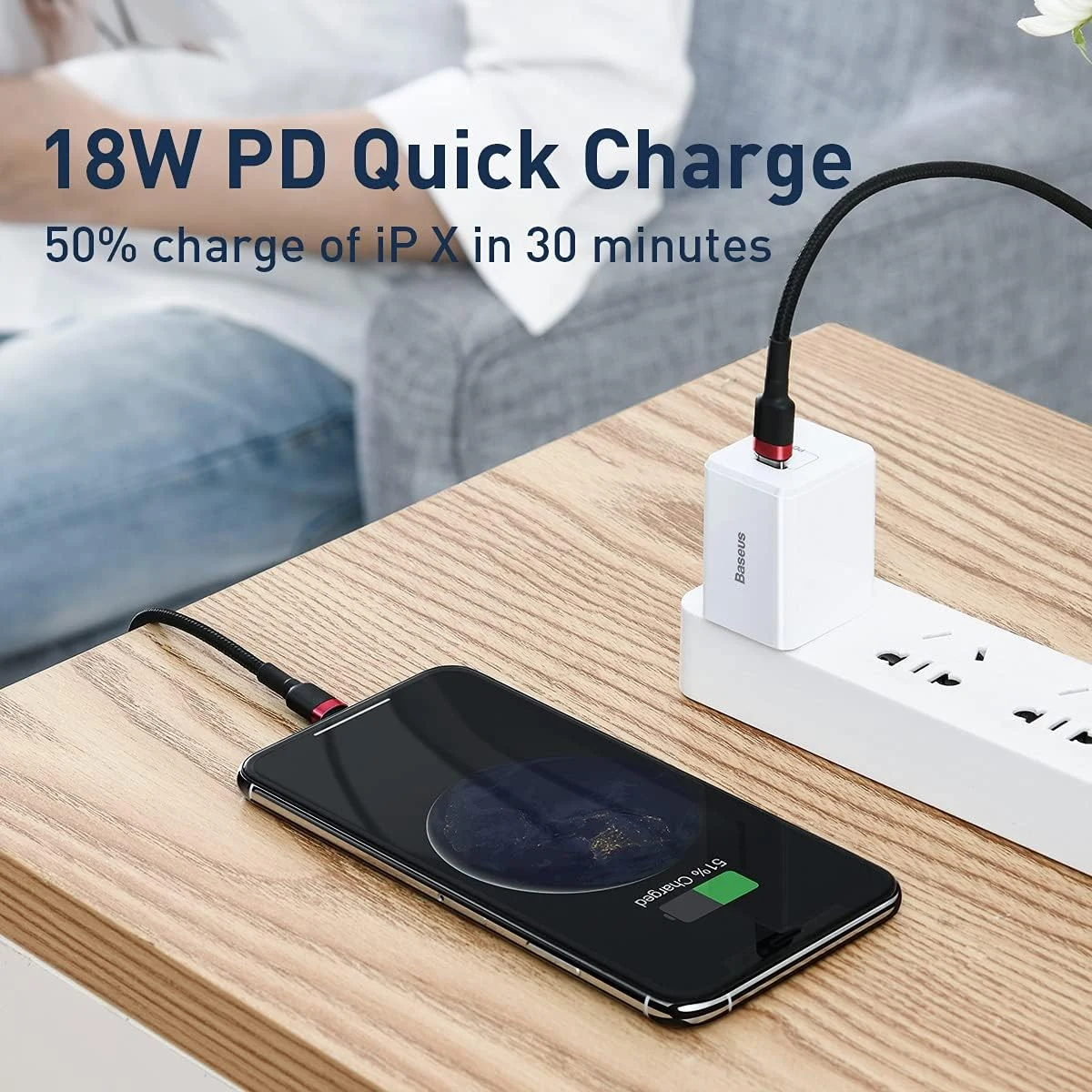 Baseus Dura USB-C to Lightning Cable 20W - 1M - Red/Black