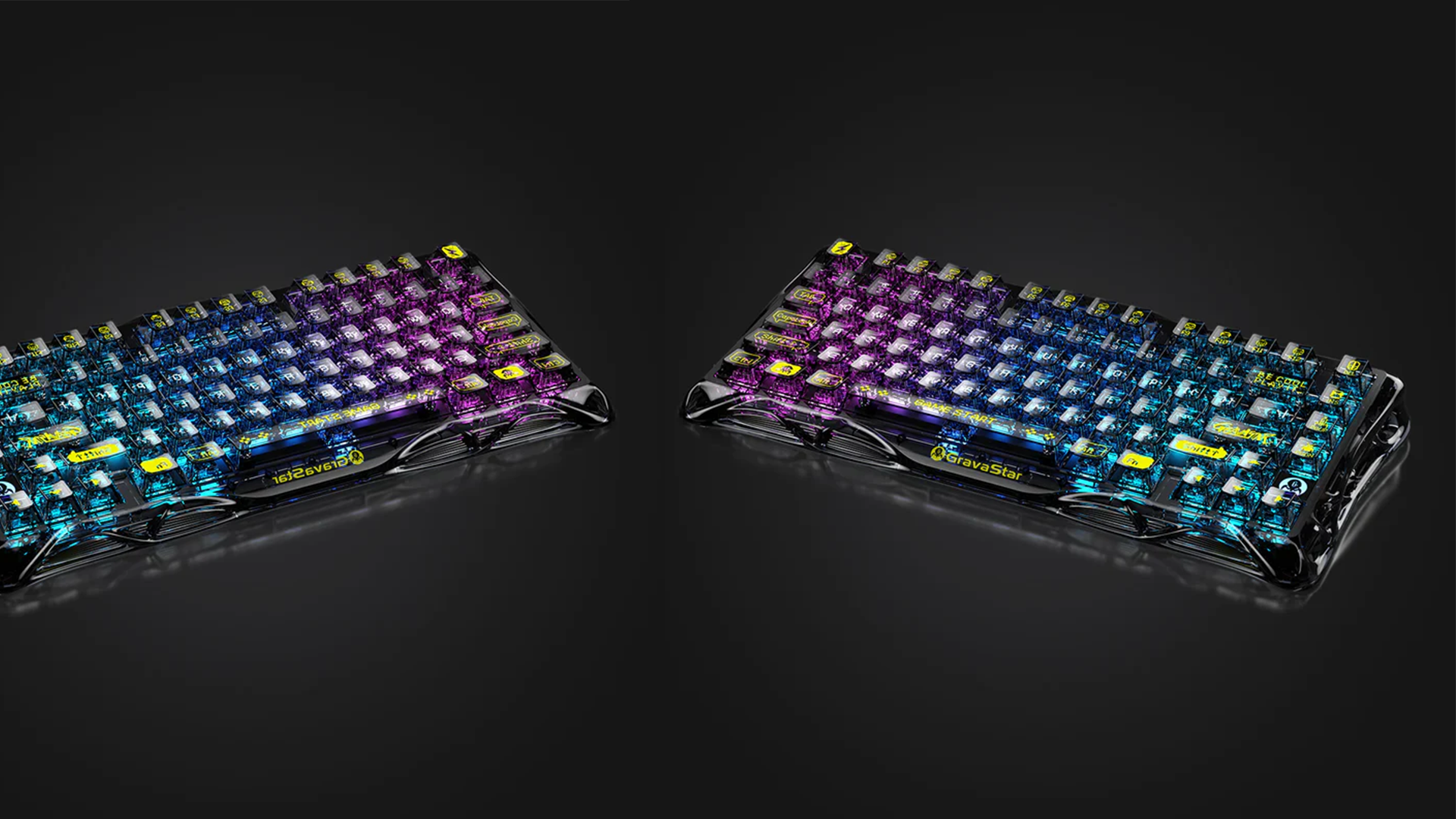 GravaStar Mercury K1 Lite 75% Wireless Mechanical Gaming Keyboard - Transparent Black