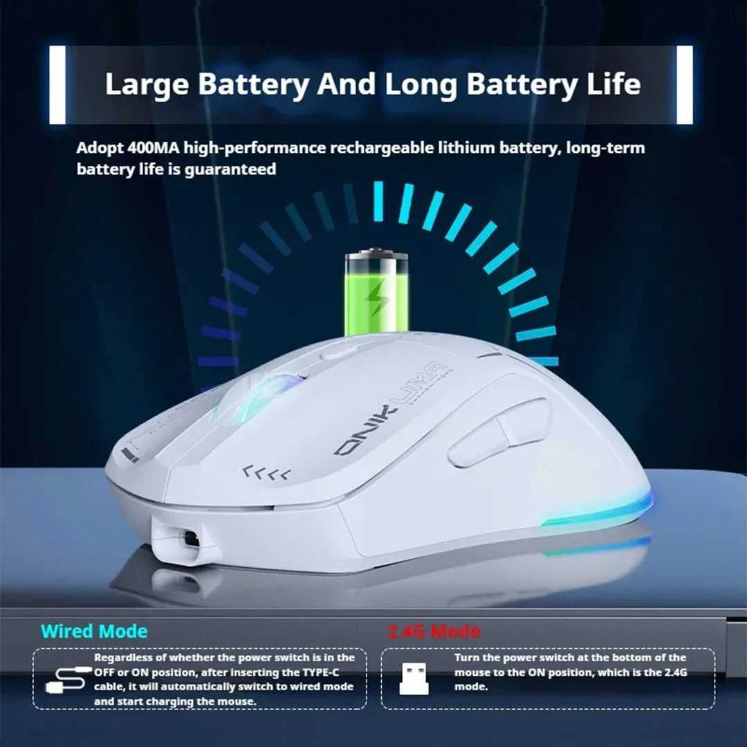 أونيكوما CW917 مزدوج الوضع RGB - ماوس جيمينج - ابيض