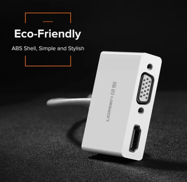 UGREEN MM123 USB Type C to HDMI + VGA Converter - White