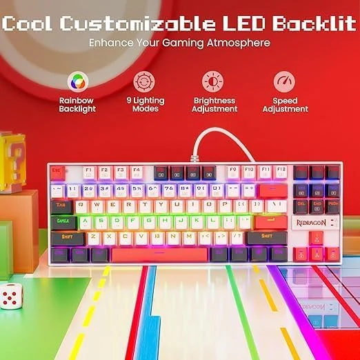 Redragon k552 WLR-R Kumara Mechanical Wired Gaming Keyboard Red Switch - White/Black