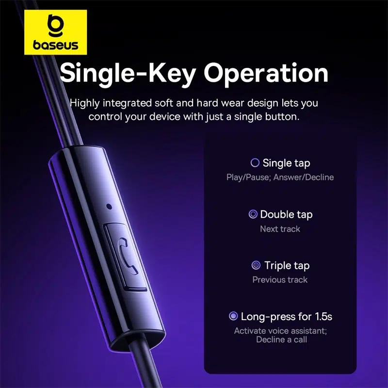 Baseus Encok CZ11 USB-C Wired Earphones - Black