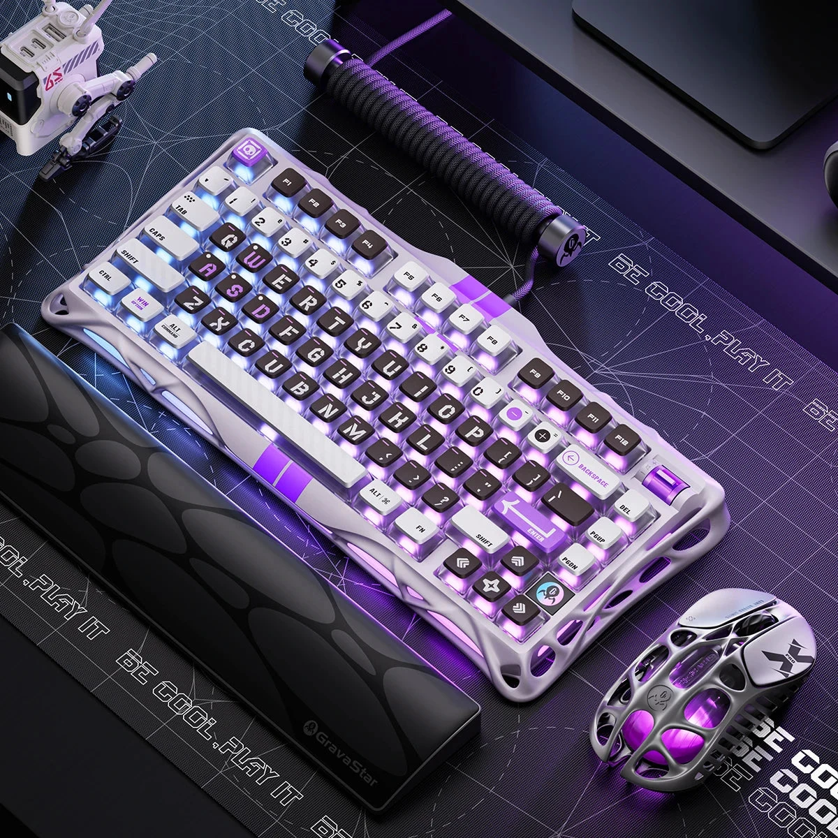 جرافاستار كيبورد ميركوري V75 HE 75% سويتش هول ايفيكت - Mecha Gray