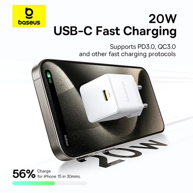 Baseus Palm Fast Charger 1C 20W EU - Moon White