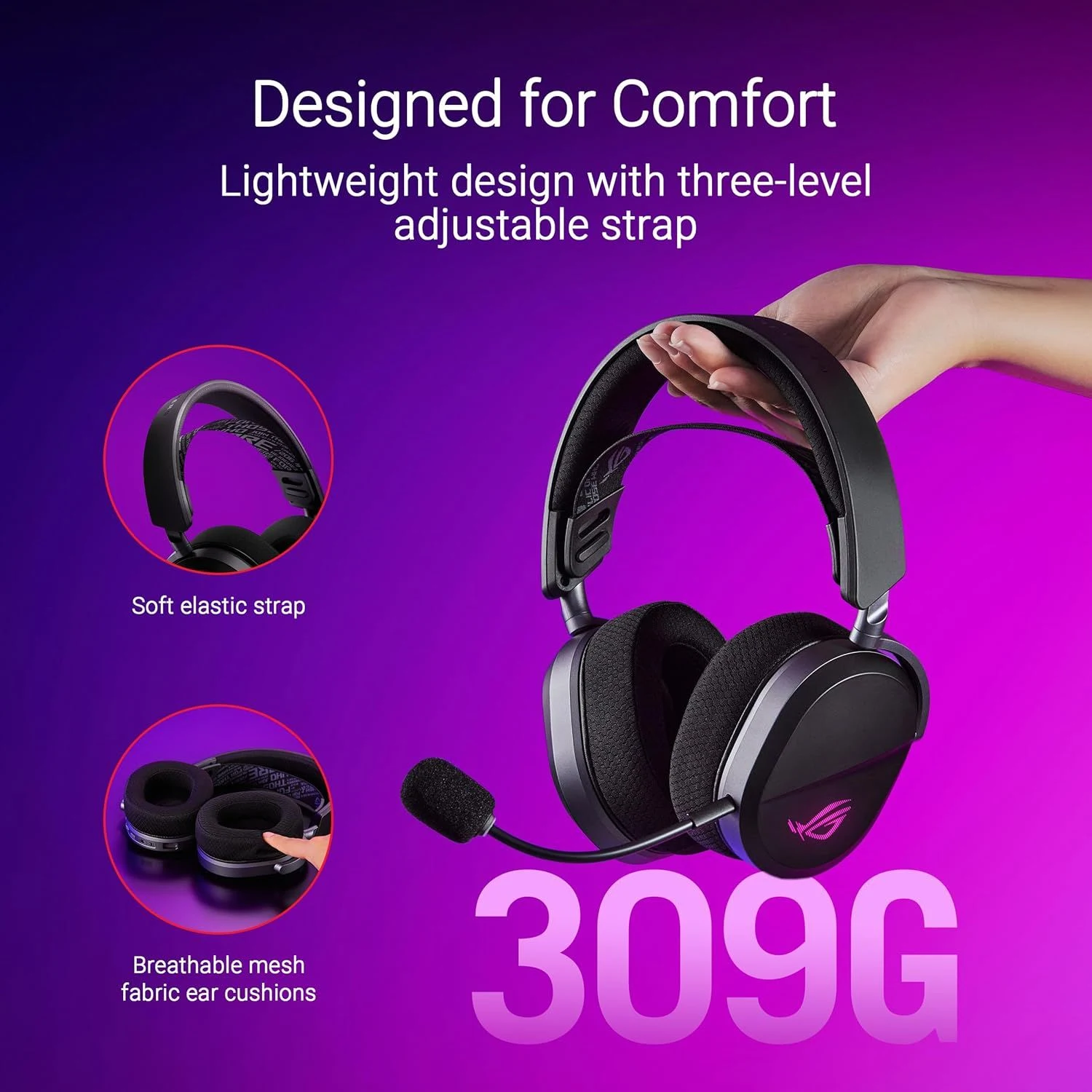إيه إس يو إس روج پلتا تراي-مود RGB هيدسيت جيمينج وايرلس - أسود