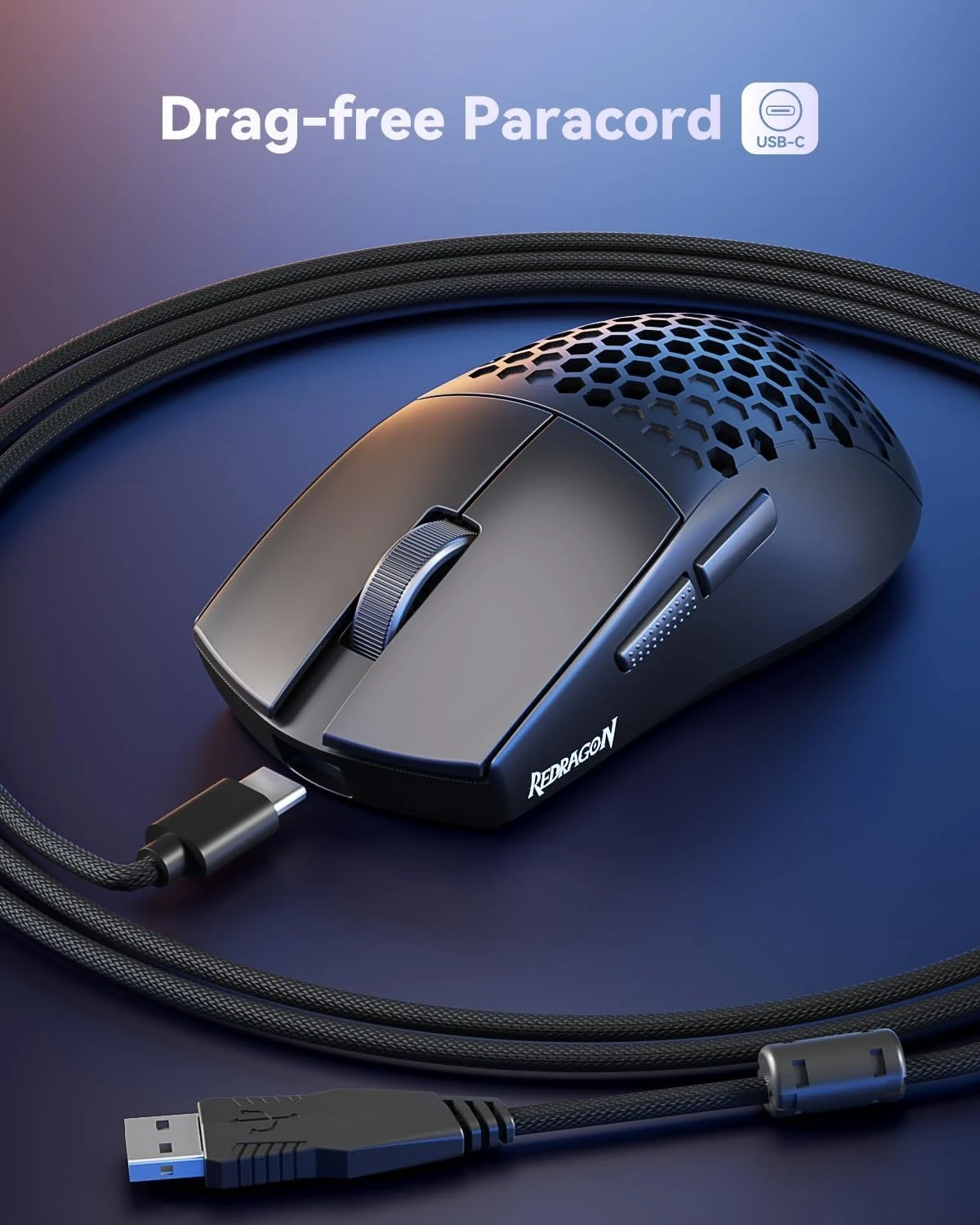 Redragon M617-LIT Honeycomb Bloodhound Wired Gaming Mouse - Black