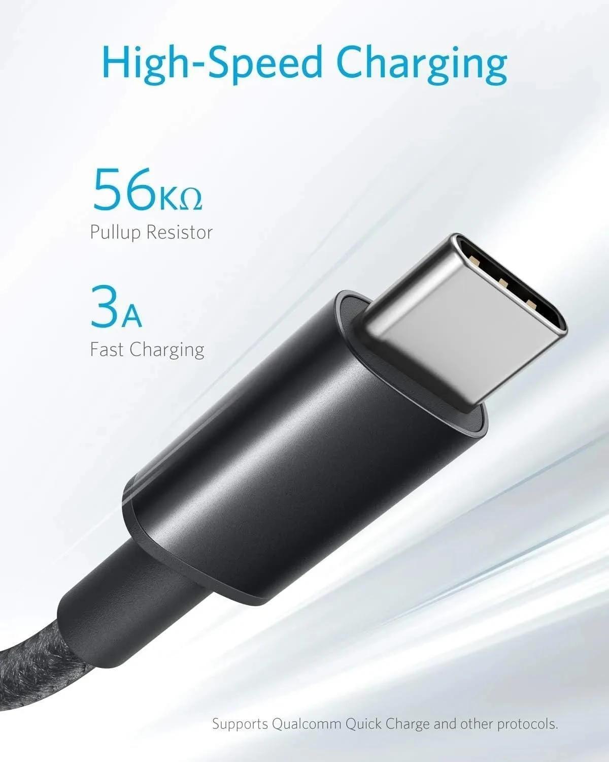 Anker Nylon Usb-C To Usb-A 2.0 Cable 6Ft - Black