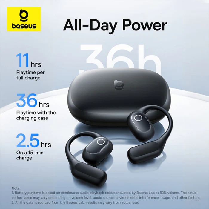 Baseus Eli 2i Fit Open-Ear TWS True Wireless Earbuds - Black