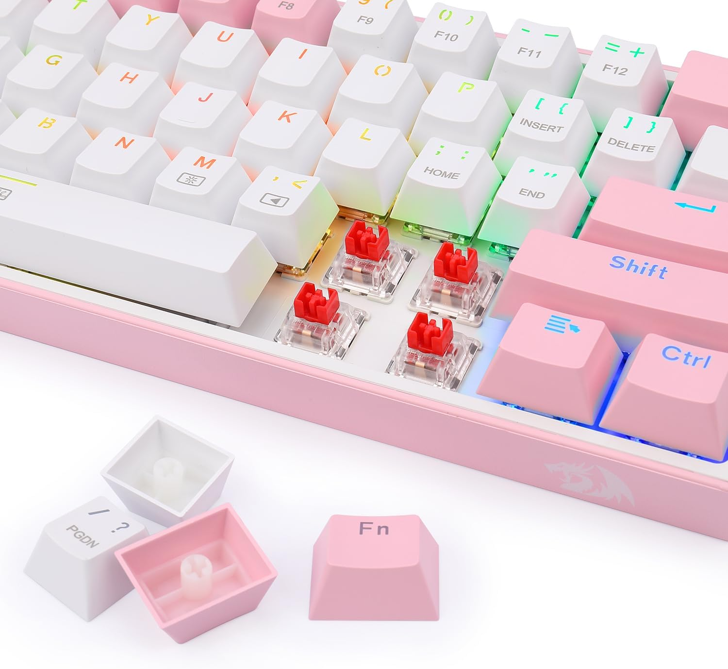 ريدراجون K617 Fizz كيبورد سلكي ميكانيكال 60% RGB سويتش أحمر – أبيض/بينك