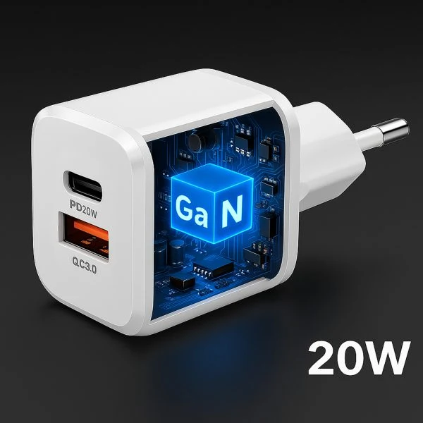 iLOCK 20W Dual-Port Wall Charger (USB-A + USB-C, QC 3.0) - White