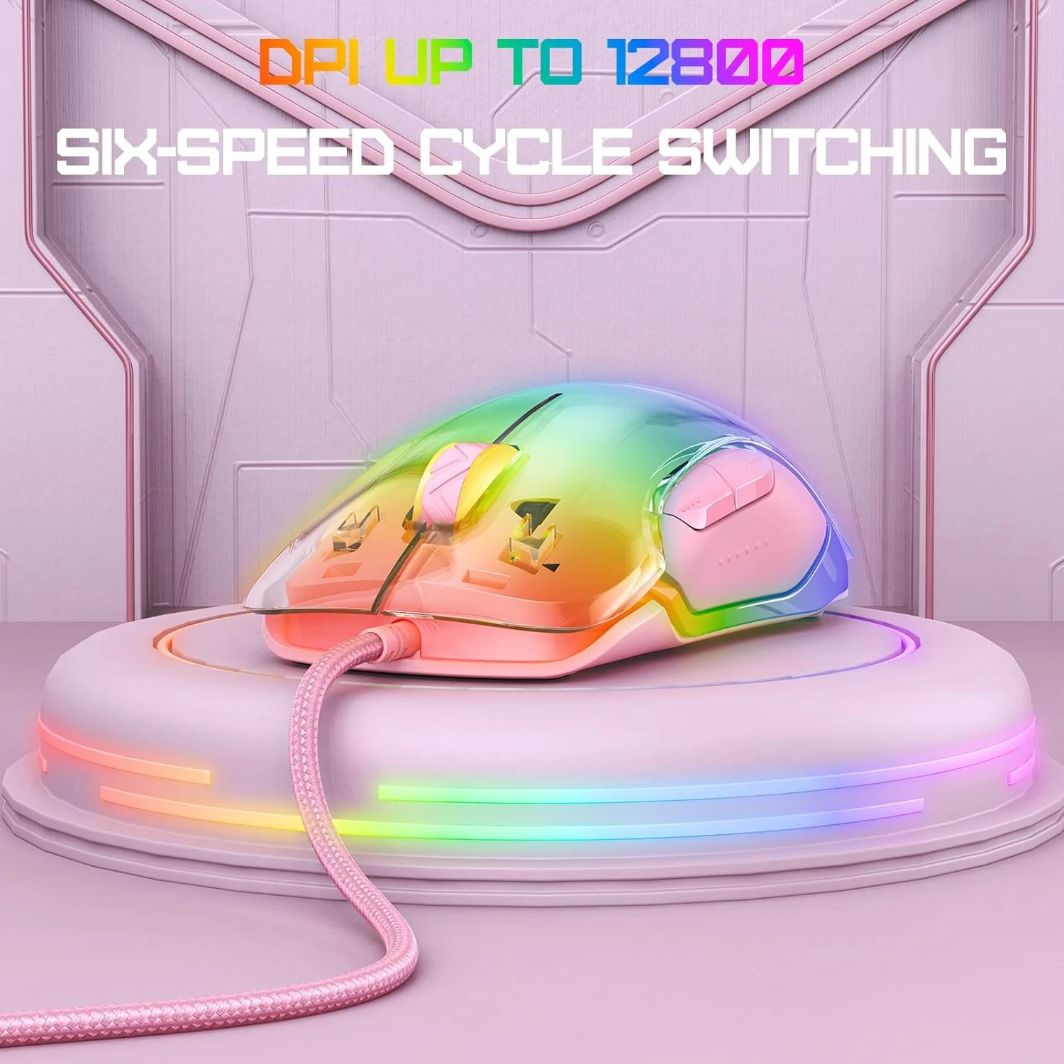 ONIKUMA CW925 RGB Wired Gaming Mouse - Pink