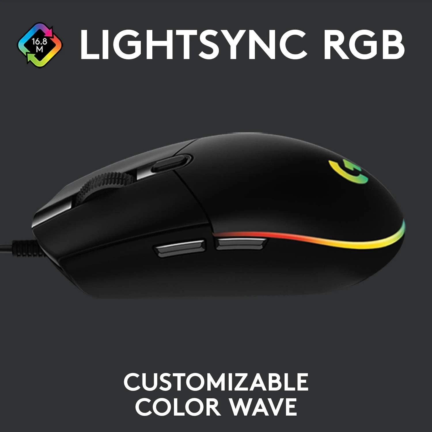 Logitech G203 Lightsync Optical Wired Gaming Mouse RGB - Black