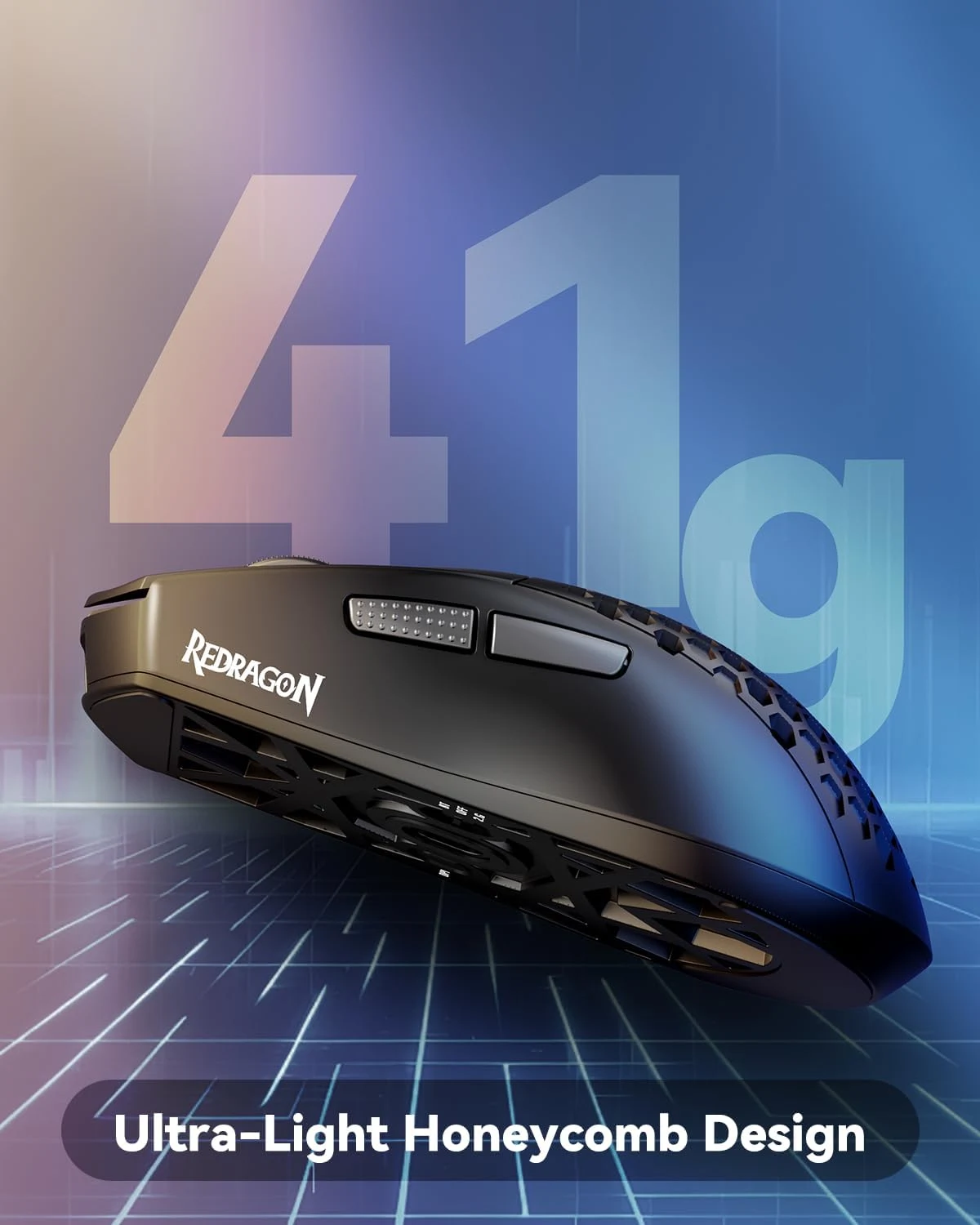 Redragon M617-LIT Honeycomb Bloodhound Wired Gaming Mouse - Black