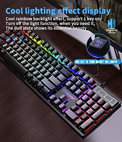 Keyboard Forev FV-Q1S with Rainbow Backlit LED Membrane