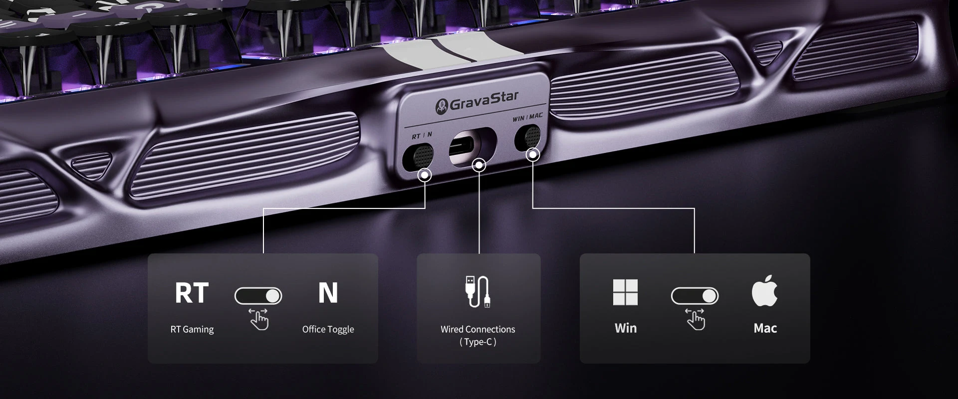 مفاتيح الأوضاع والاتصال - GravaStar Mercury V75 Pro