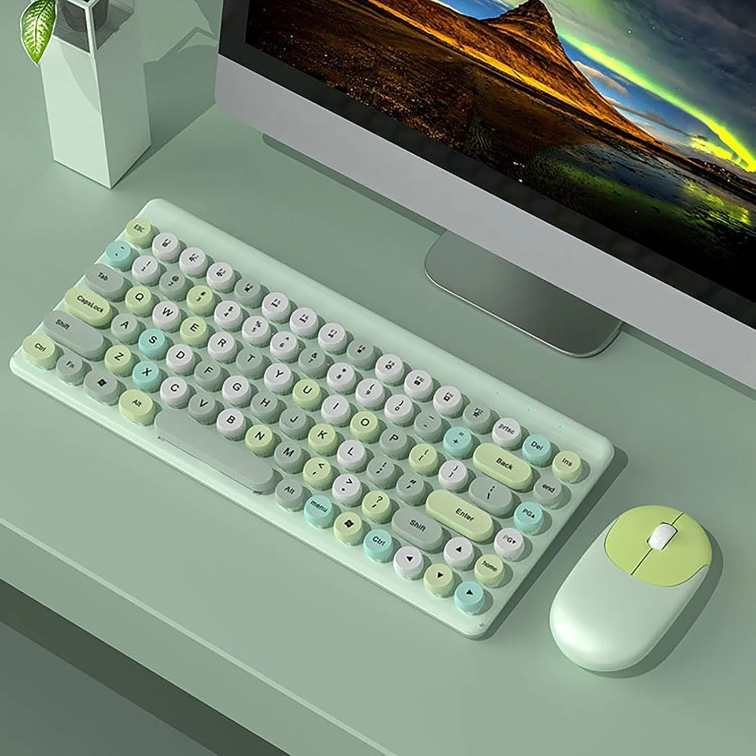 Keyboard And Mouse Combo FOREV FV-W10 Colorful 2.4ghz Wireless Keyboard And Mouse Combo - Green