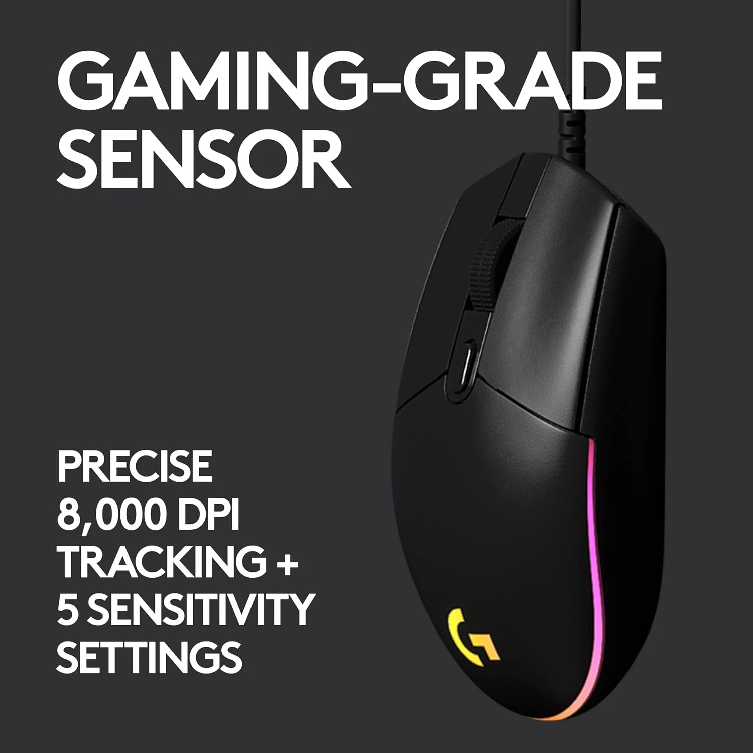 Logitech G203 Lightsync Optical Wired Gaming Mouse RGB - Black