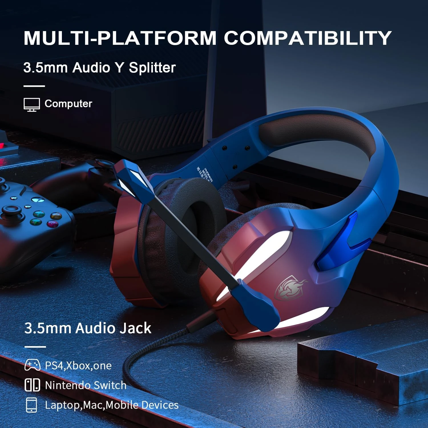 PHOINIKAS H9 Wired Gaming Headset - Blue