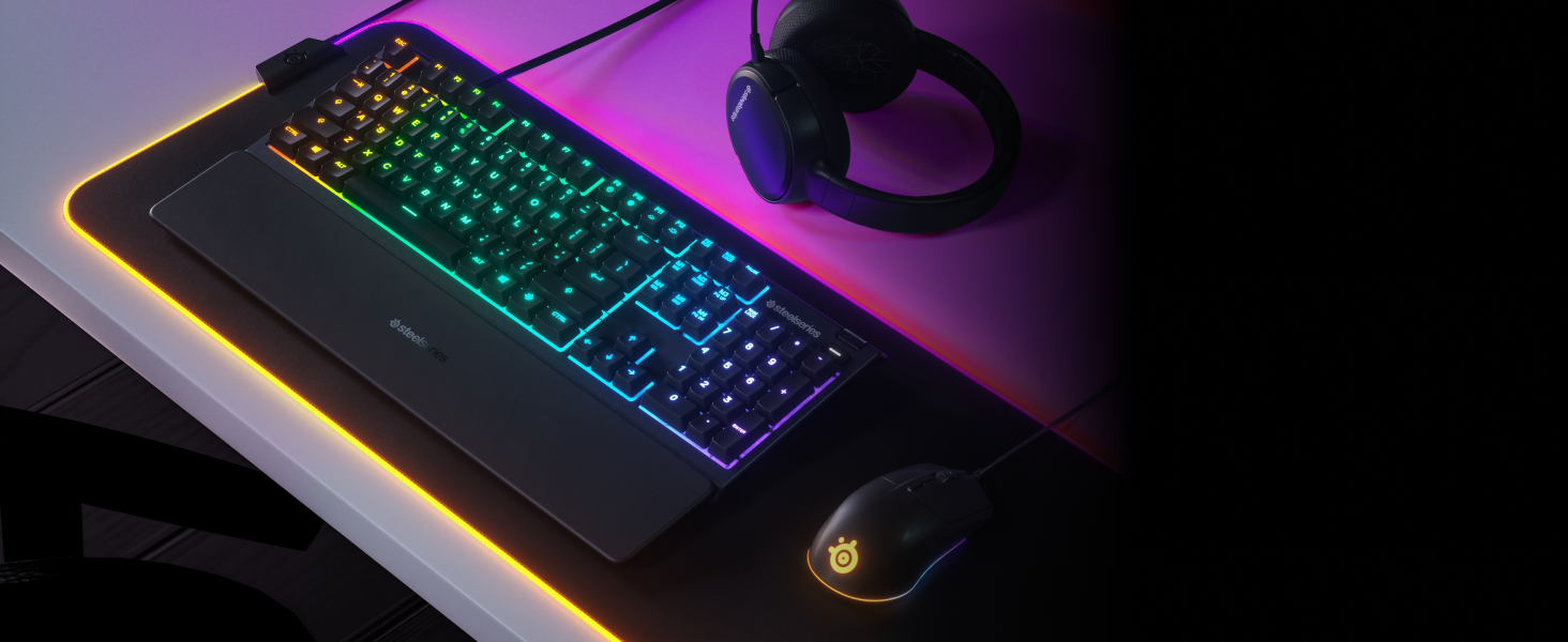 SteelSeries Apex 3 Wired RGB Gaming Keyboard - Black