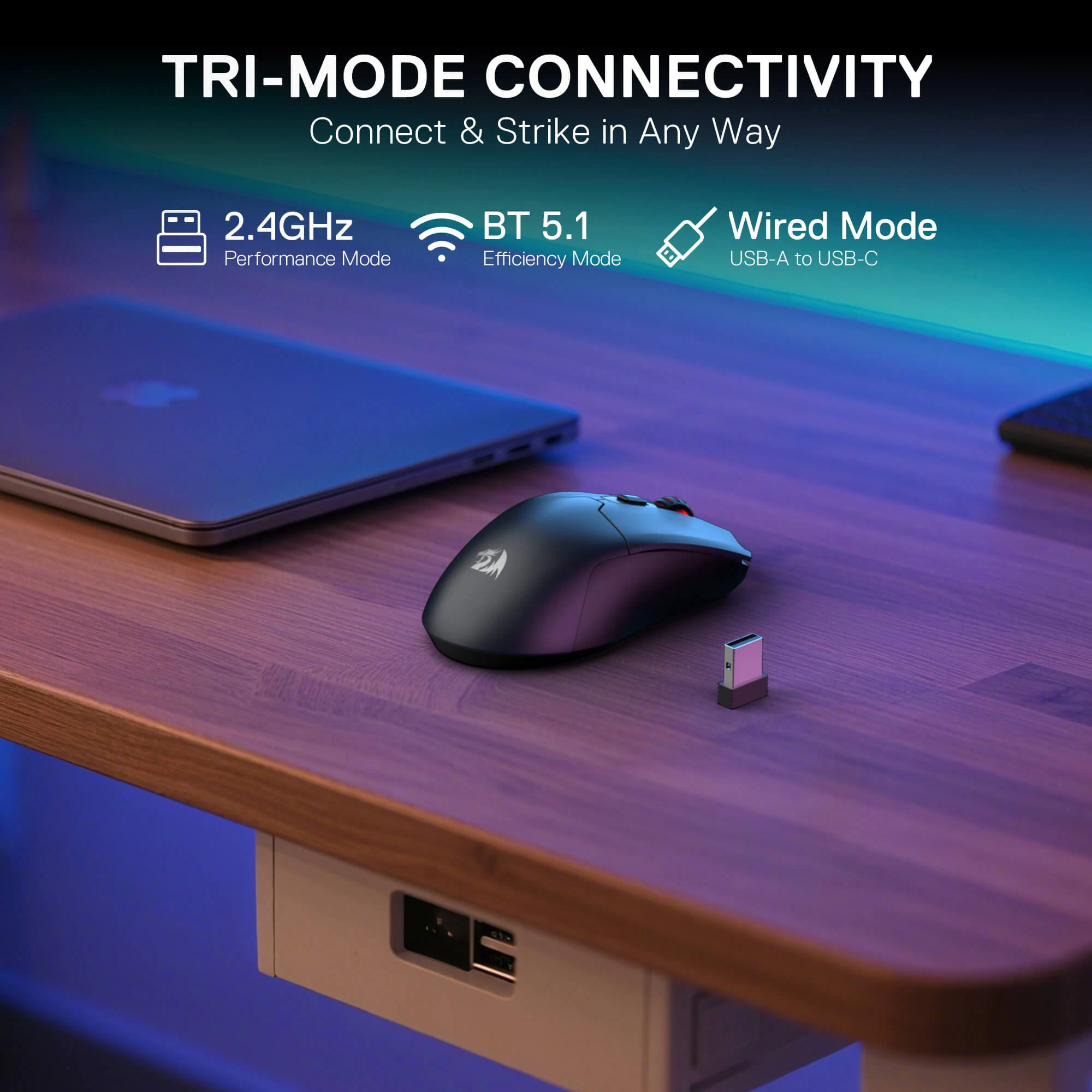Redragon FYZU M995 LIT Tri Mode Gaming Mouse - Black