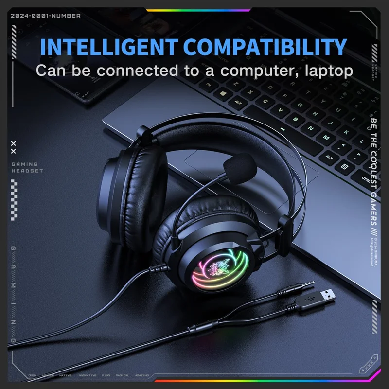 أونيكوما X80 سماعة جيمينج سلكية RGB – أسود