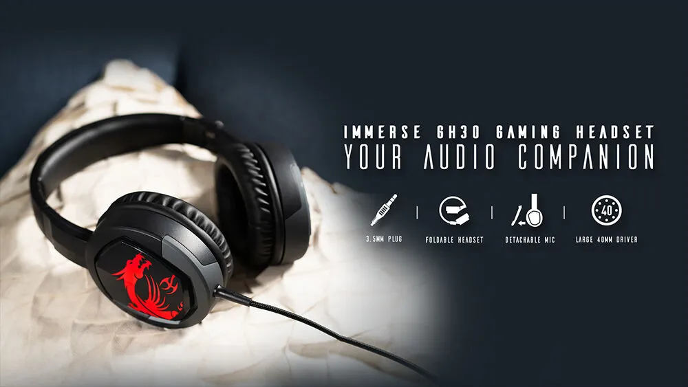 MSI IMMERSE GH30 Wired Gaming Headset - Red
