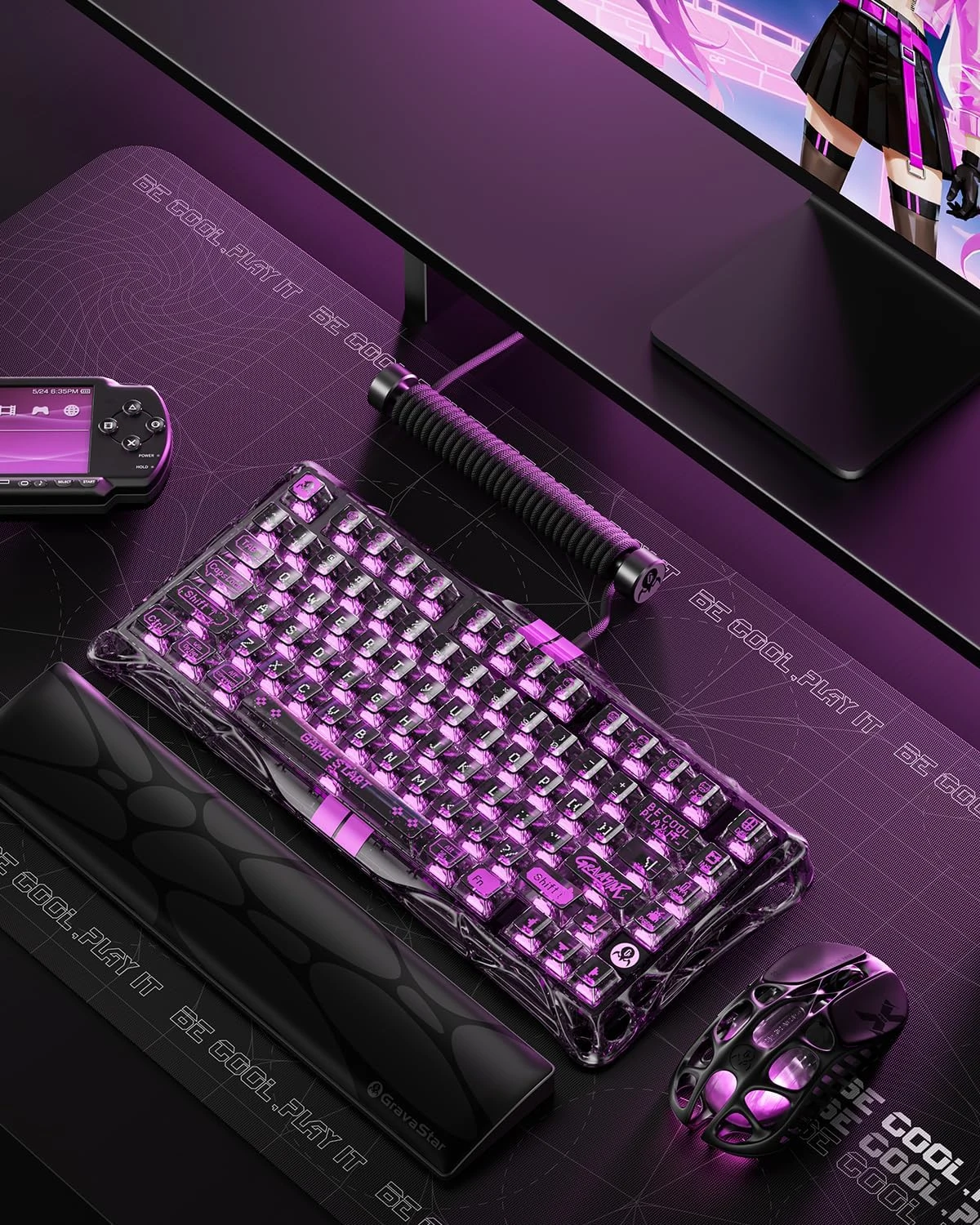 GravaStar Mercury V75 Lite 75% Hall Effect Magnetic Switch Gaming Keyboard - Transparent Black