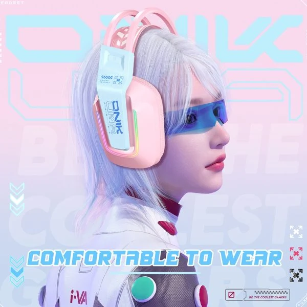 ONIKUMA X13 RGB Wired Gaming Headset - Pink