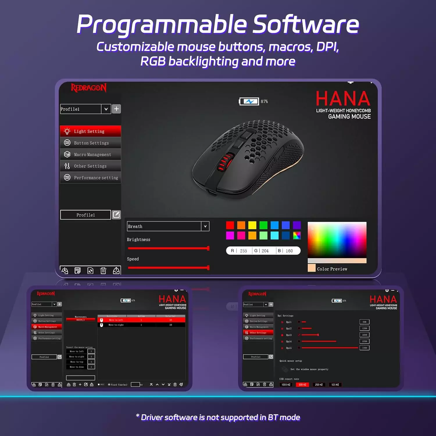 Redragon M694 HANA Tri Mode Wireless Gaming Mouse - Black