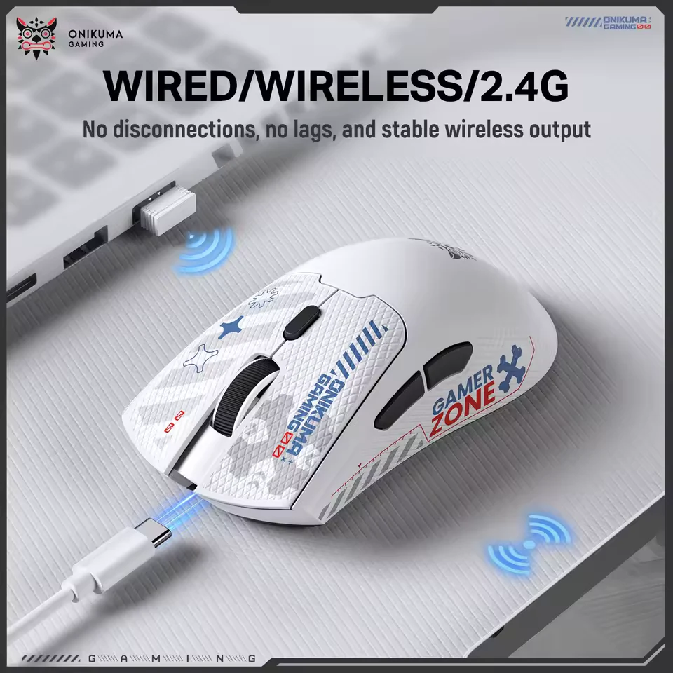 ONIKUMA DM01 Tri-Mode Gaming Mouse - White