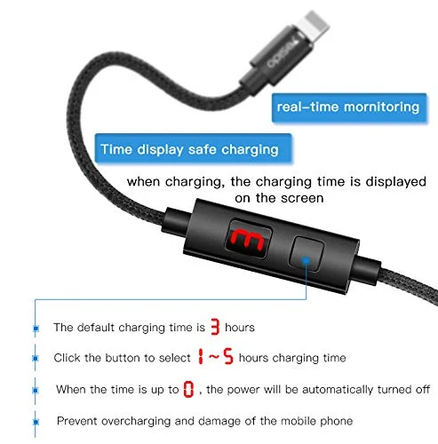 Yesido CA46 USB to Lighting Timing Cut-Off With Displayed 1.2M