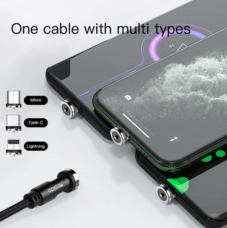 Yesido CA68 180 Rotation Detachable 3 In 1 Magnetic Data Cable 1M