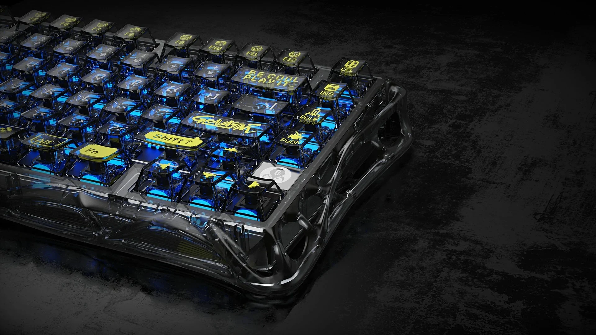 GravaStar Mercury K1 Lite 75% Wireless Mechanical Gaming Keyboard - Transparent Black