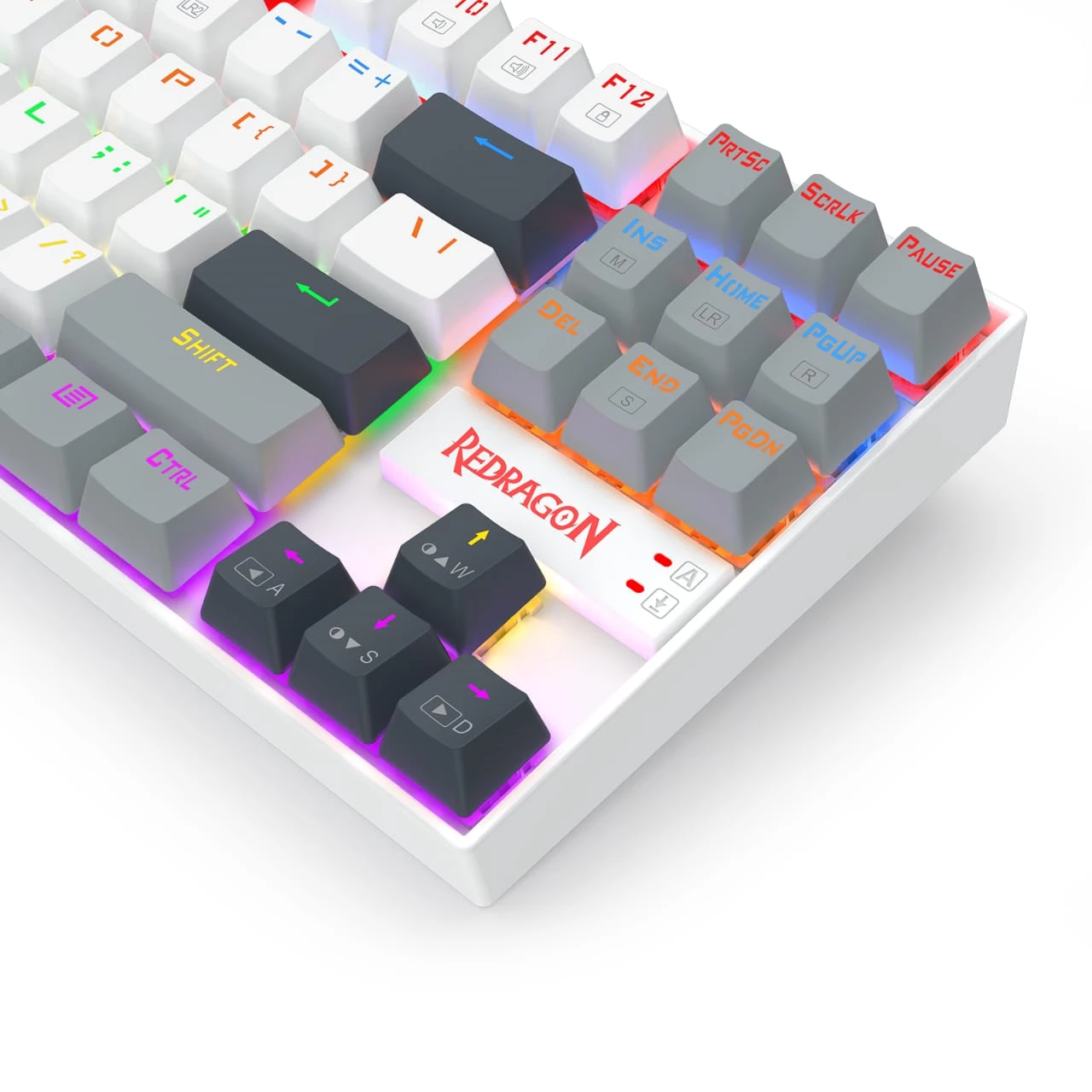 Redragon K552-WGL KUMARA Rainbow Wired Mechanical Gaming Keyboard - Red Switch - White/Gray