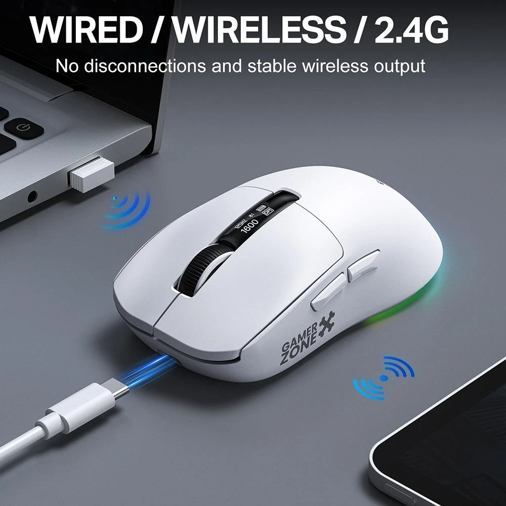 اونيكوما DM07 ماوس جيمنج RGB بثلاثة أوضاع – أبيض