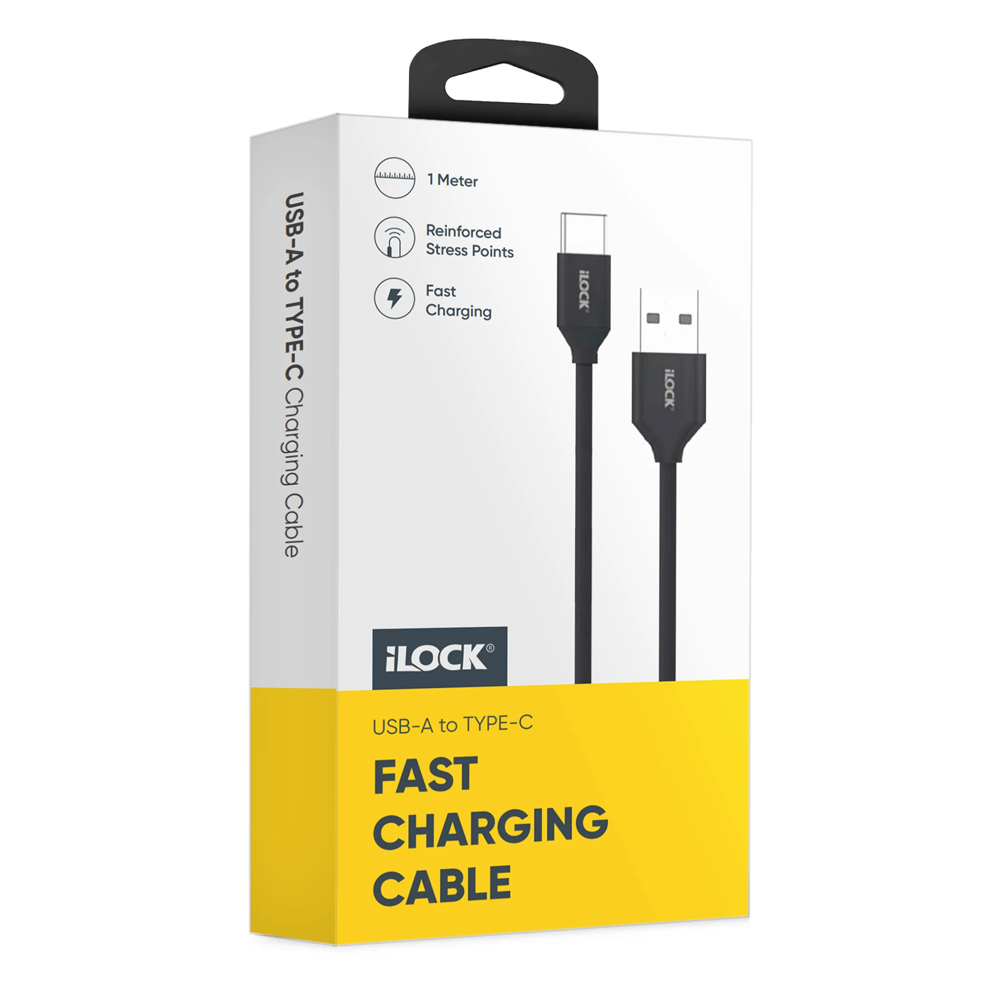 iLOCK Fast Charging & Data USB-A to Type-C Cable - 1M - Black