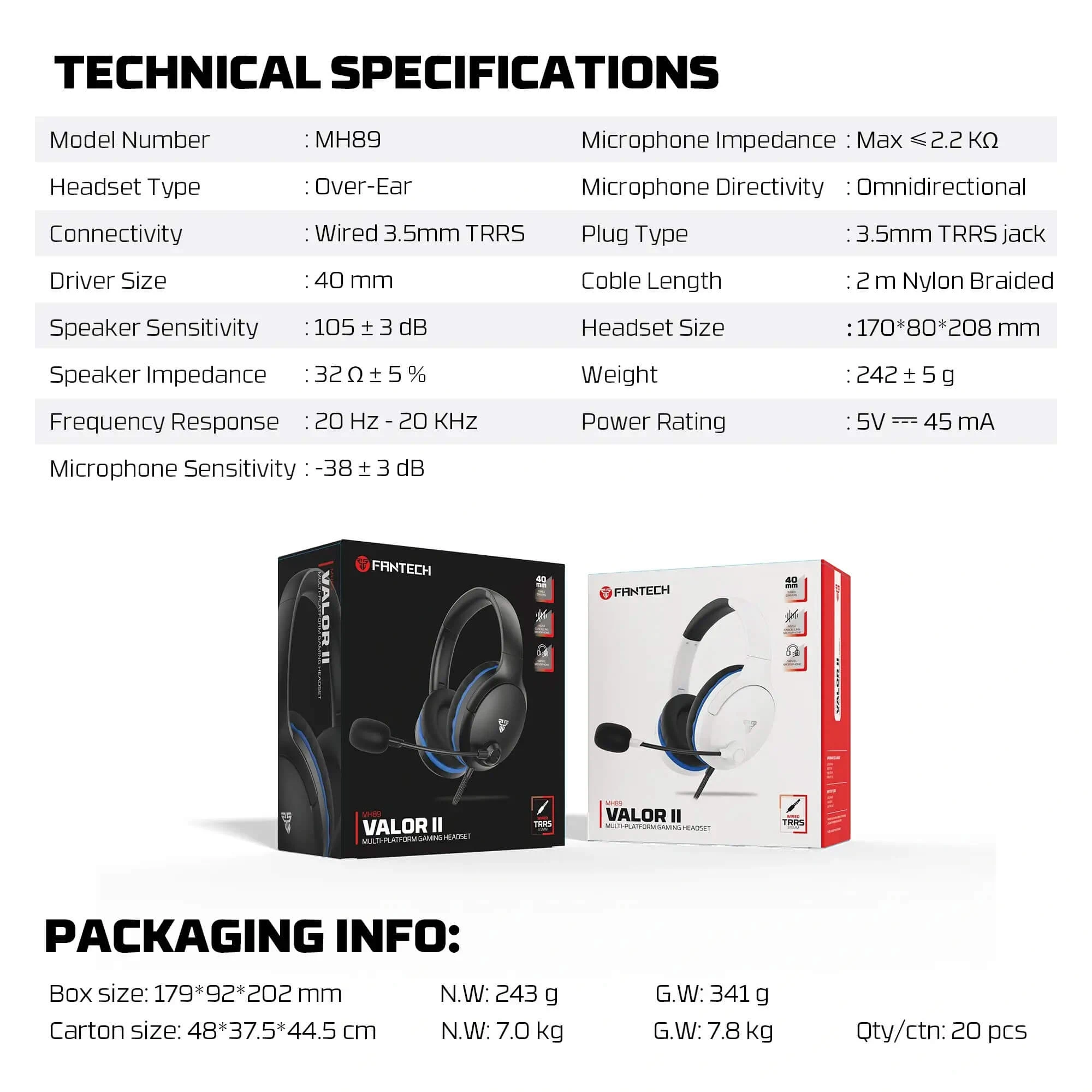 كابل سماعة Fantech Valor II MH89