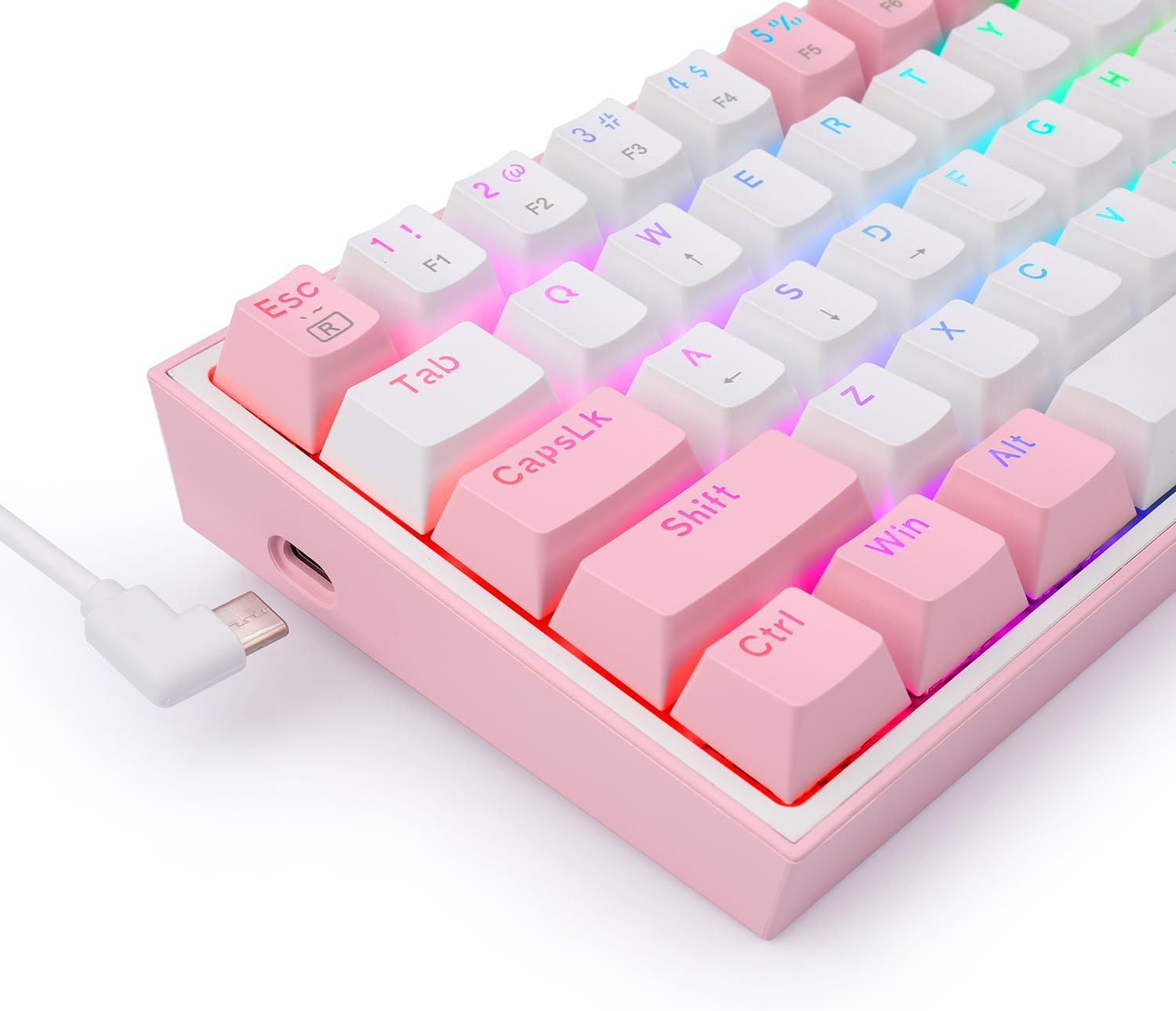 ريدراجون K617 Fizz كيبورد سلكي ميكانيكال 60% RGB سويتش أحمر – أبيض/بينك