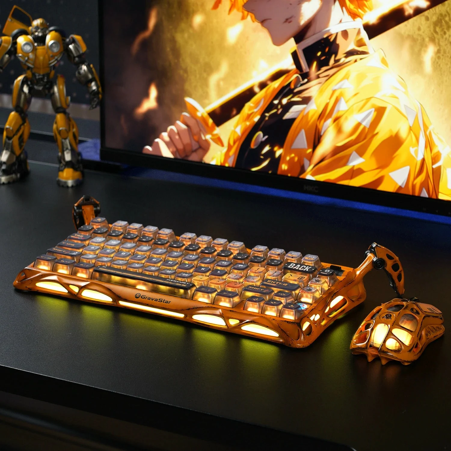 GravaStar Mercury K1 Pro 75% Wireless Mechanical Gaming Keyboard Special Edition - Battle-Worn Yellow
