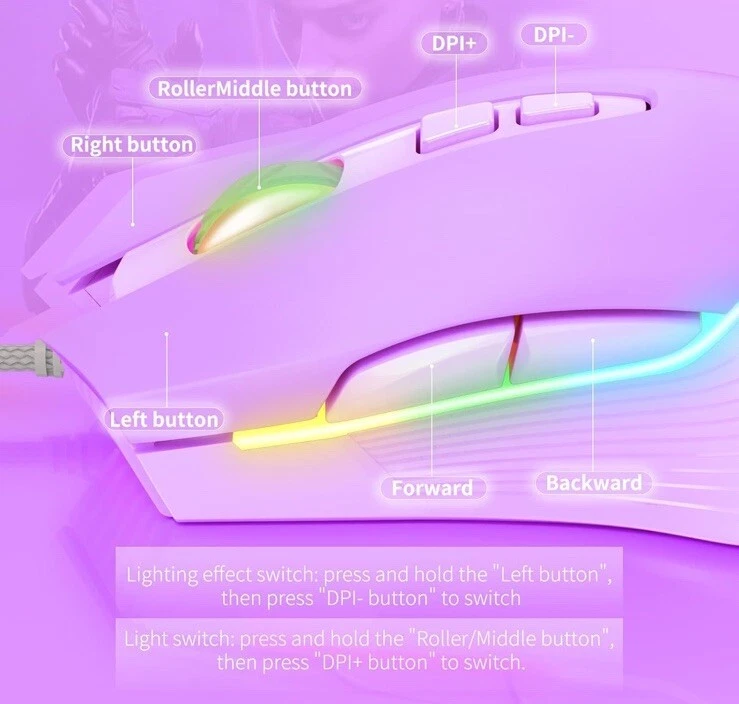 ONIKUMA CW905 RGB Wired Gaming Mouse - Purple