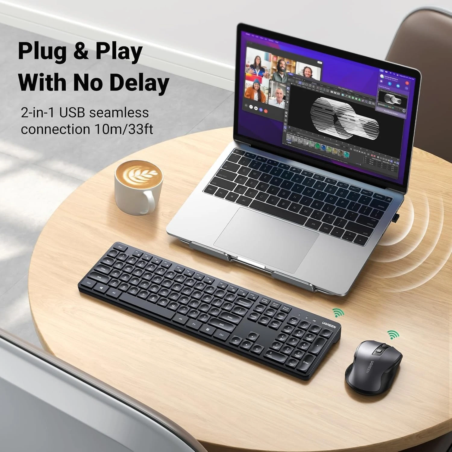 UGREEN MK006 Wireless Keyboard & Mouse – 2.4GHz