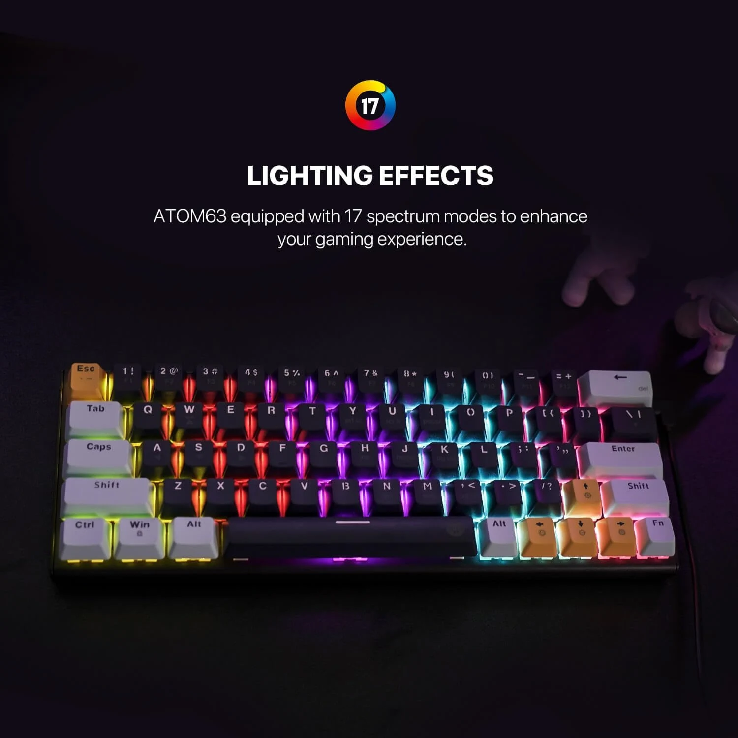 إضاءة RGB في كيبورد ألعاب فانتك ATOM63-MK874v2