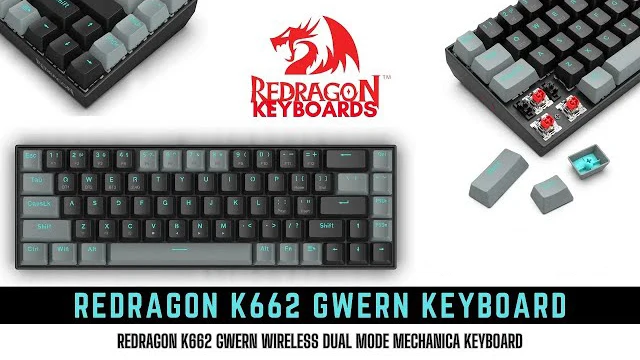 Redragon K662 Gwern Wireless Gaming Mechanical Keyboard - Red Switch - Black/Grey