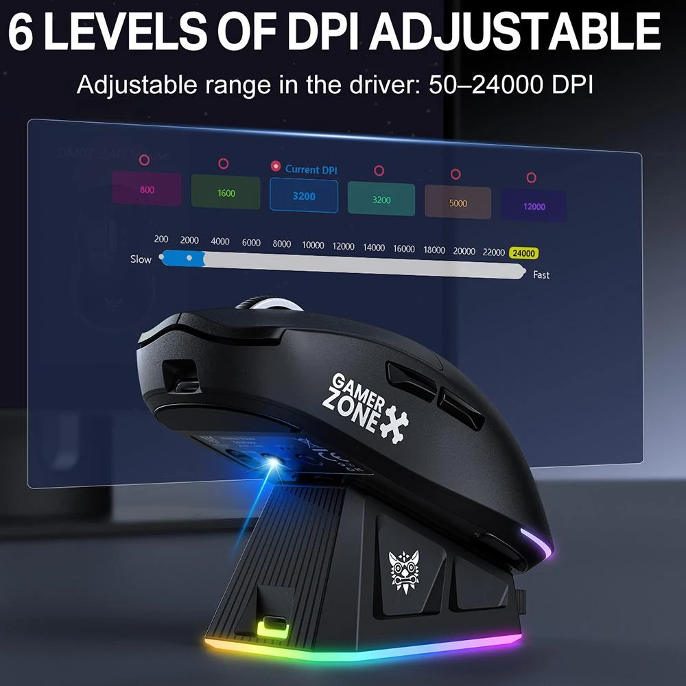 ONIKUMA DM07 Tri-Mode RGB Gaming Mouse - Black