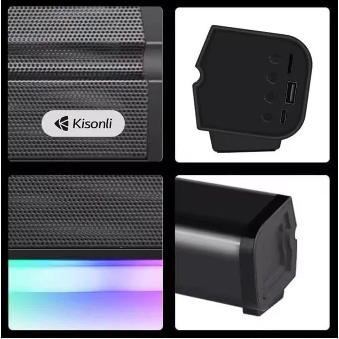 كيسونلي LED-802 سماعة RGB 5W شحن USB-C - أسود