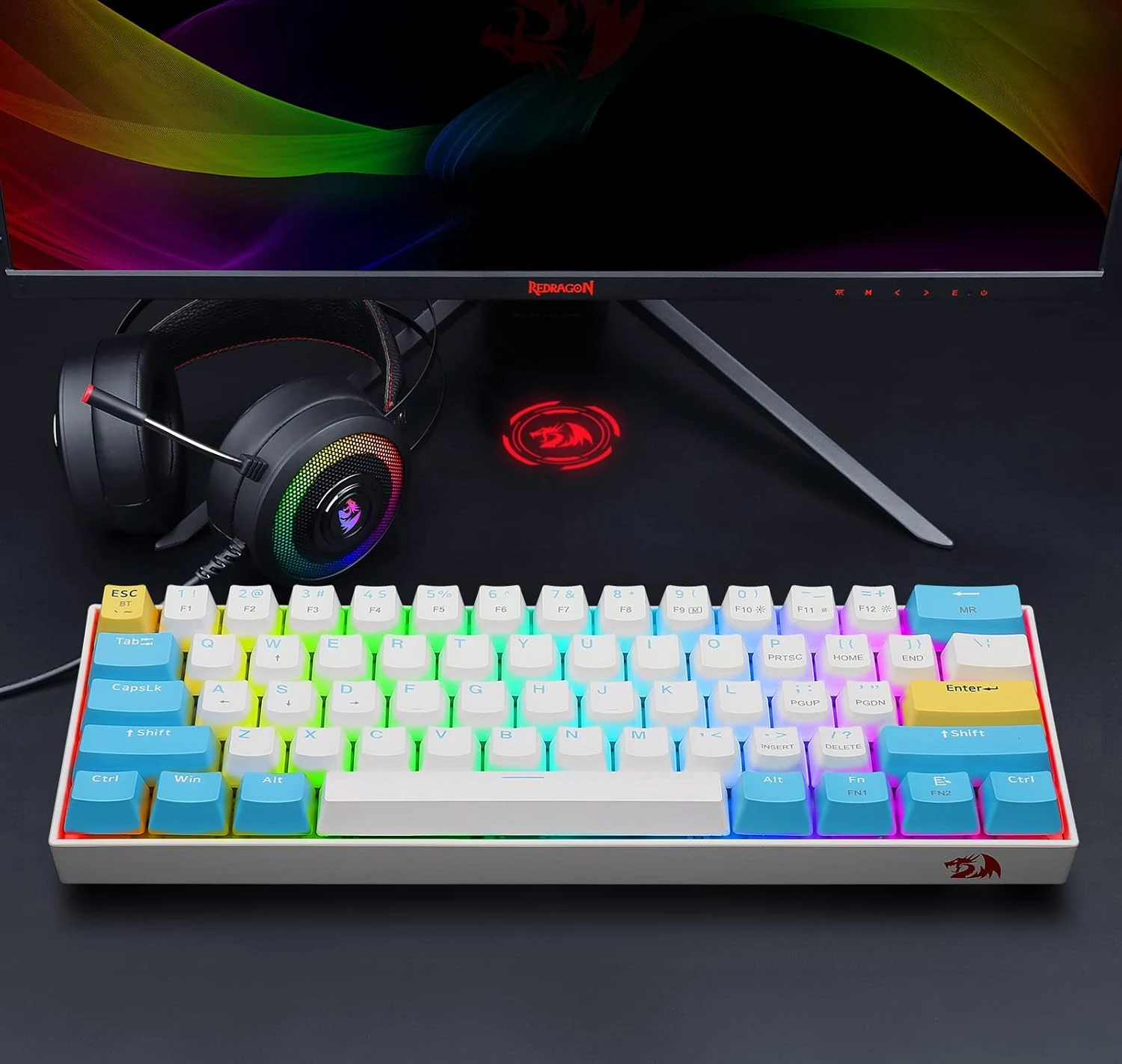 Redragon K530 Pro Draconic 60% Wireless Mechanical Gaming Keyboard White switch - White/Blue