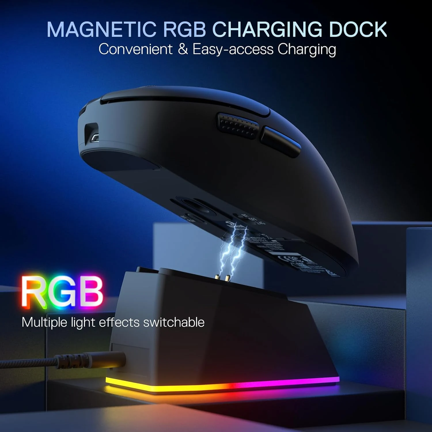 Redragon M998-STD-1K Tri-Mode Mouse with RGB Charging Dock - Black