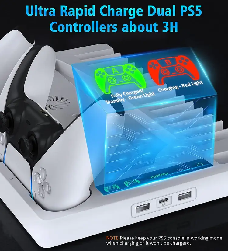OIVO PS5 Stand with Dual, Silent Cooling Fan for PlayStation 5 Console