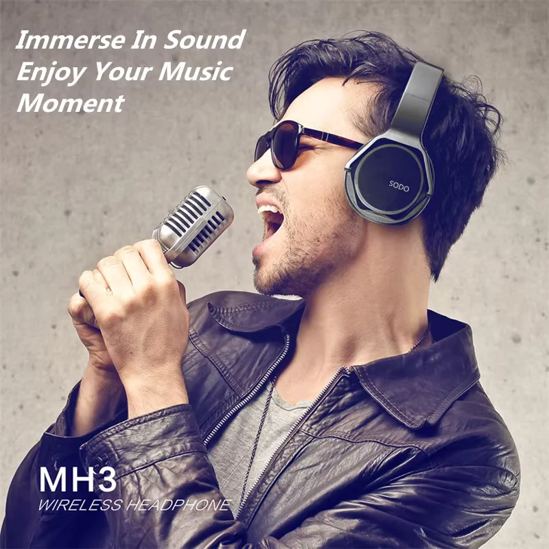 Sodo MH3 2-in-1 Bluetooth Headphones + Twist-Out Speaker - Black